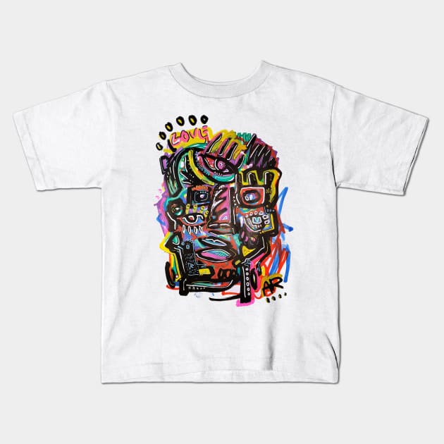 love  face Kids T-Shirt by Angel Rivas